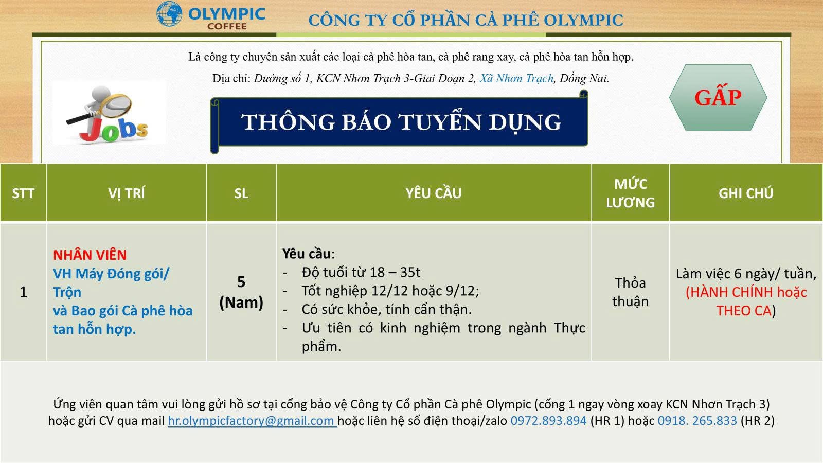 công ty cổ phần cafe olympic hình ảnh tuyển dụng