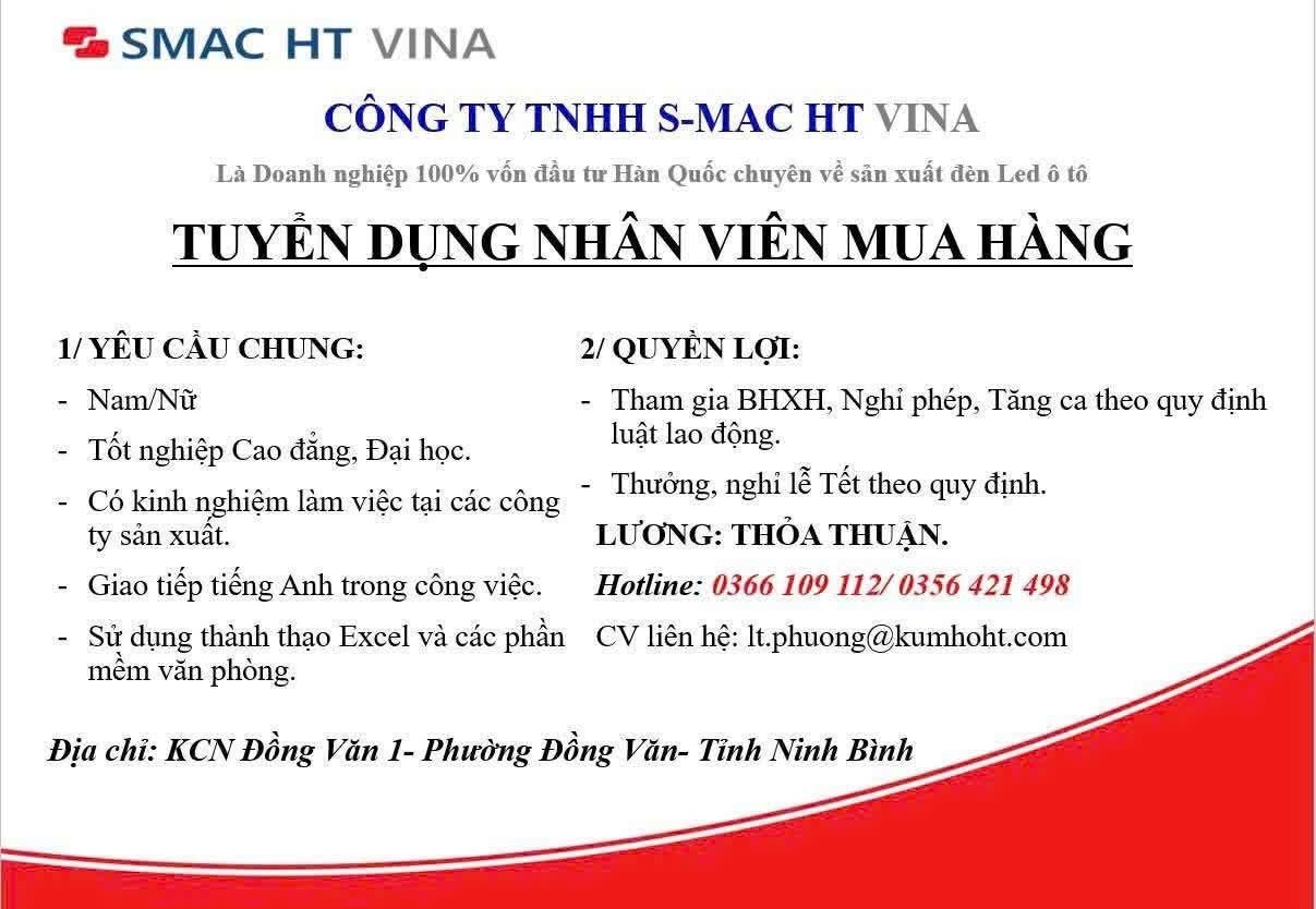 công ty TNHH s-mac ht vina hình ảnh tuyển dụng