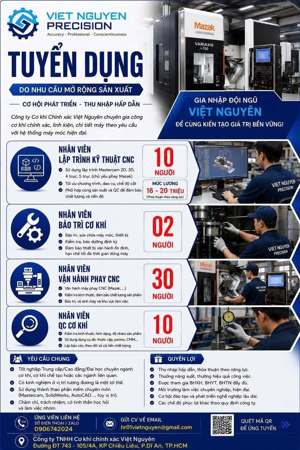 công ty TNHH cơ khí chính xác việt nguyên hình ảnh tuyển dụng
