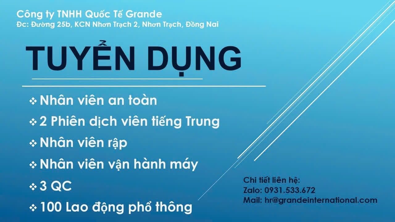 công ty TNHH quốc tế grande 
công ty có 100% vốn nước ngoài
chuyên sản xuất dụng cụ thể thao image
