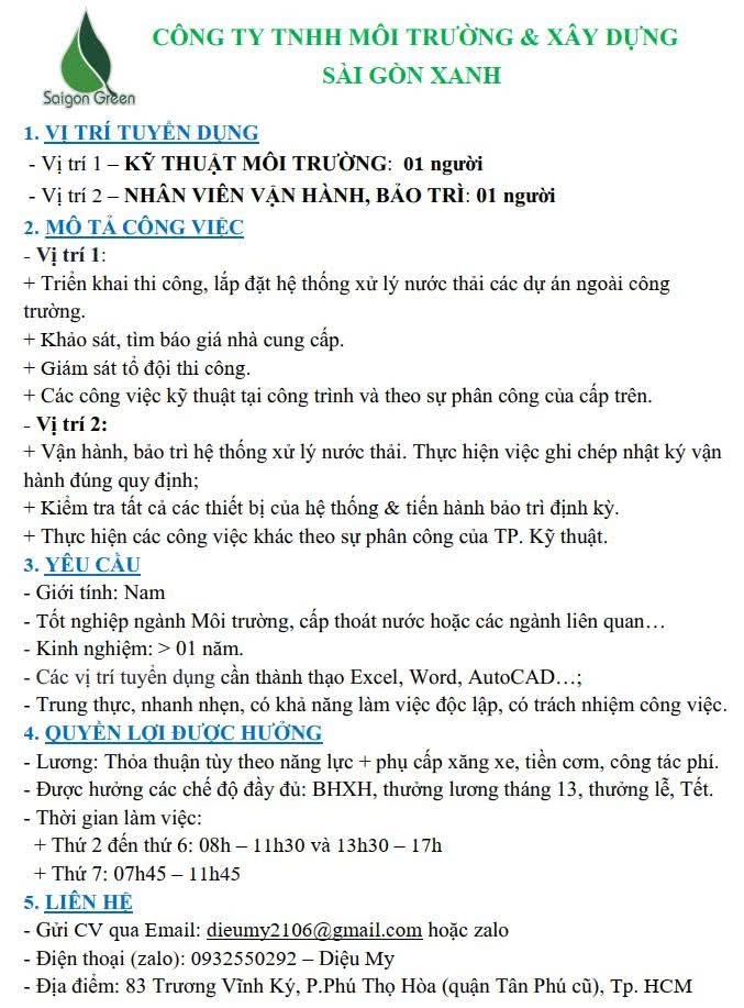 công ty TNHH môi trường và xây dựng sài gòn xanh
công ty chuyên tư vấn thiết kế, chuyển giao công nghệ cấp nước, nước thải, khí thải image