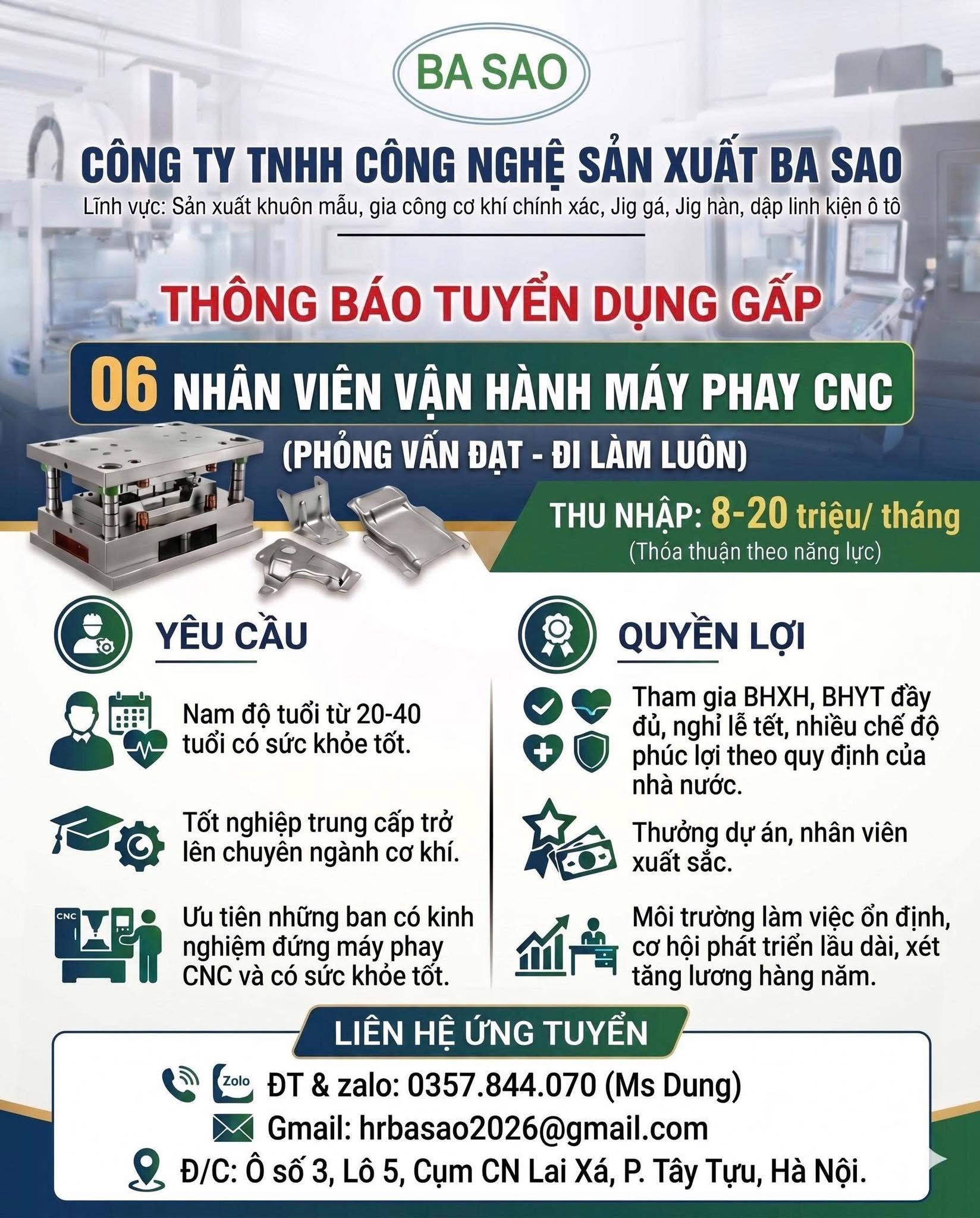 công ty TNHH công nghệ sản xuất ba sao hình ảnh tuyển dụng
