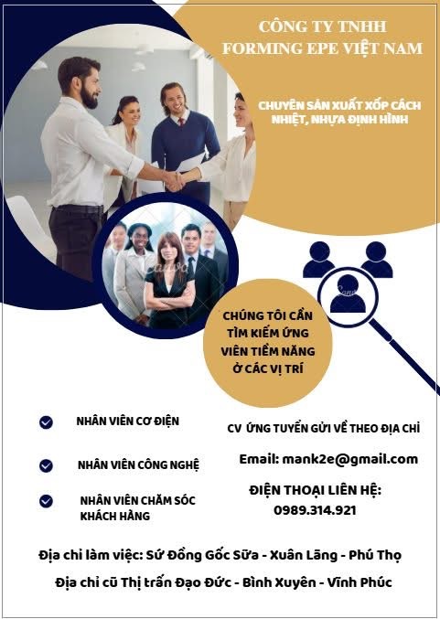 công ty TNHH forming epe việt nam hình ảnh tuyển dụng