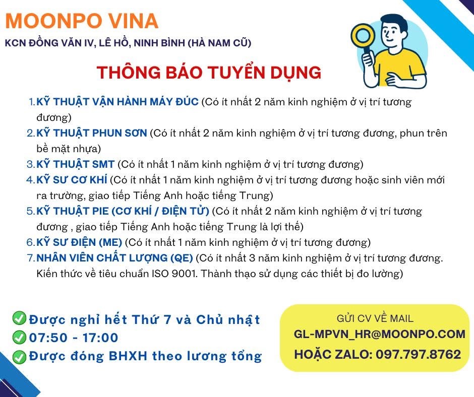 công ty TNHH moonpo development việt nam hình ảnh tuyển dụng