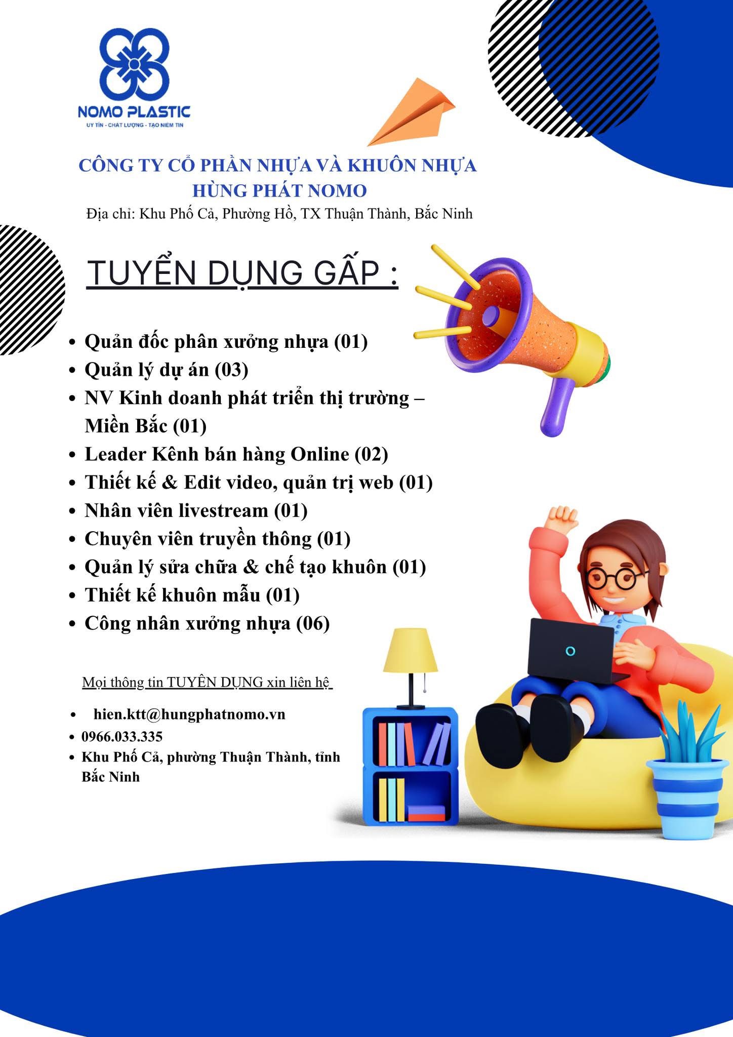 công ty cổ phần nhựa và khuôn nhựa hùng phát nomo
công ty chuyên sản xuất các sản phẩm gia dụng nhựa image