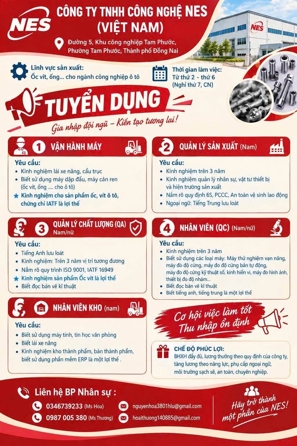 công ty TNHH công nghệ nes việt nam hình ảnh tuyển dụng