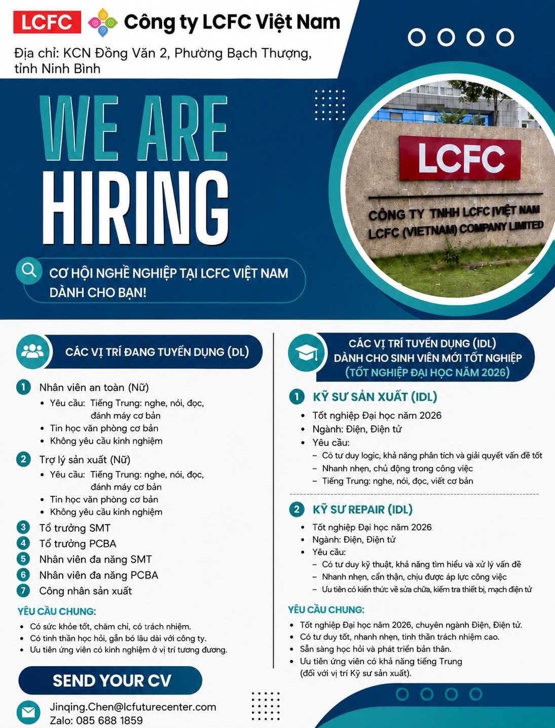 công ty TNHH lcfc việt nam
công ty có 100% vốn trung quốc
chuyên sản xuất linh kiện điện tử, máy chủ, thiết bị truyền thông image