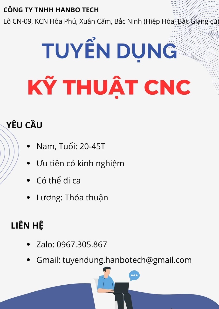 công ty TNHH hanbo tech
công ty có 100% vốn nước ngoài
chuyên sản xuất linh kiện điện tử image
