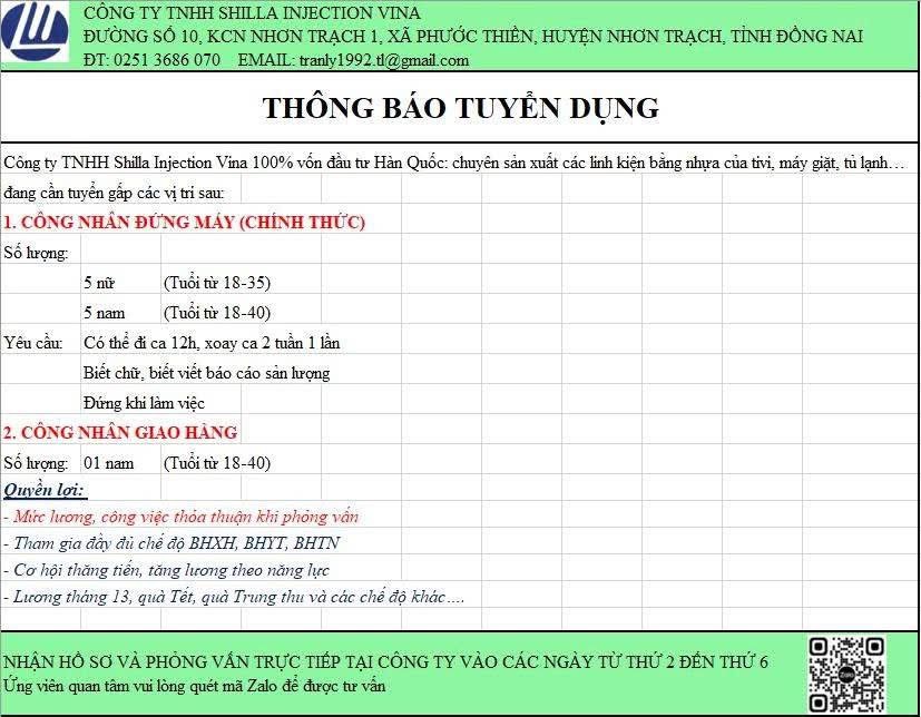 công ty TNHH shilla infection vina
công ty có 100% vốn hàn quốc
chuyên sản xuất vỏ nhựa tivi, máy gặt..
 image