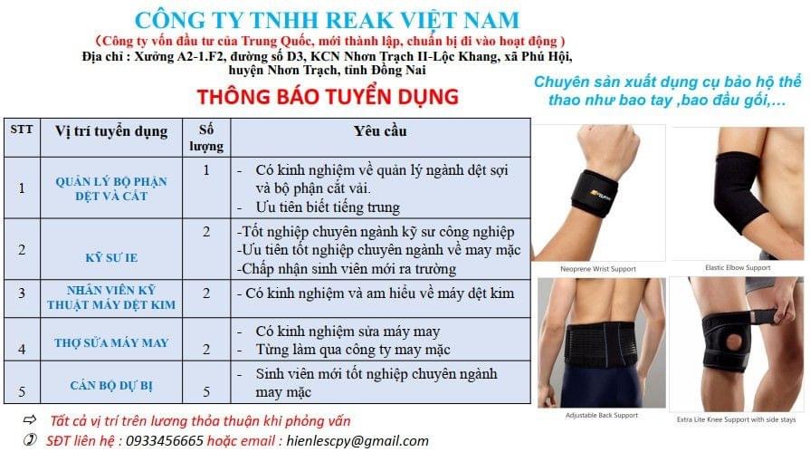 công ty TNHH reak việt nam hình ảnh tuyển dụng