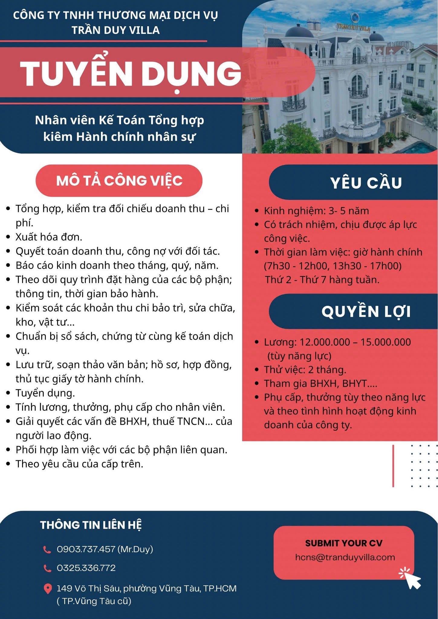 công ty TNHH thương mại dịch vụ trần duy villa hình ảnh tuyển dụng