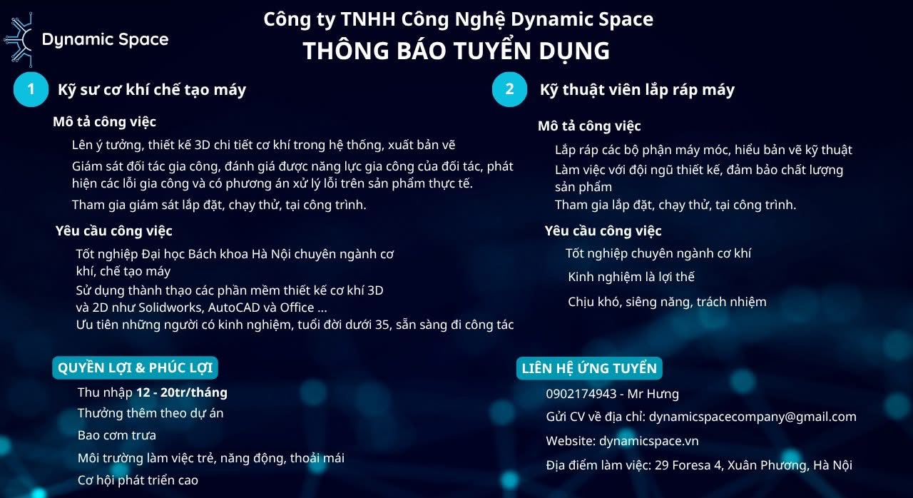 công ty TNHH công nghệ dinamic space hình ảnh tuyển dụng
