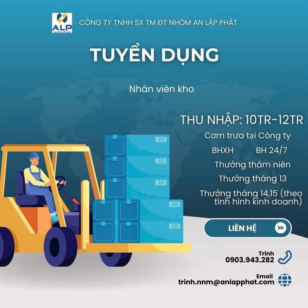 công ty TNHH sxtm đầu tư nhôm an lập phát hình ảnh tuyển dụng