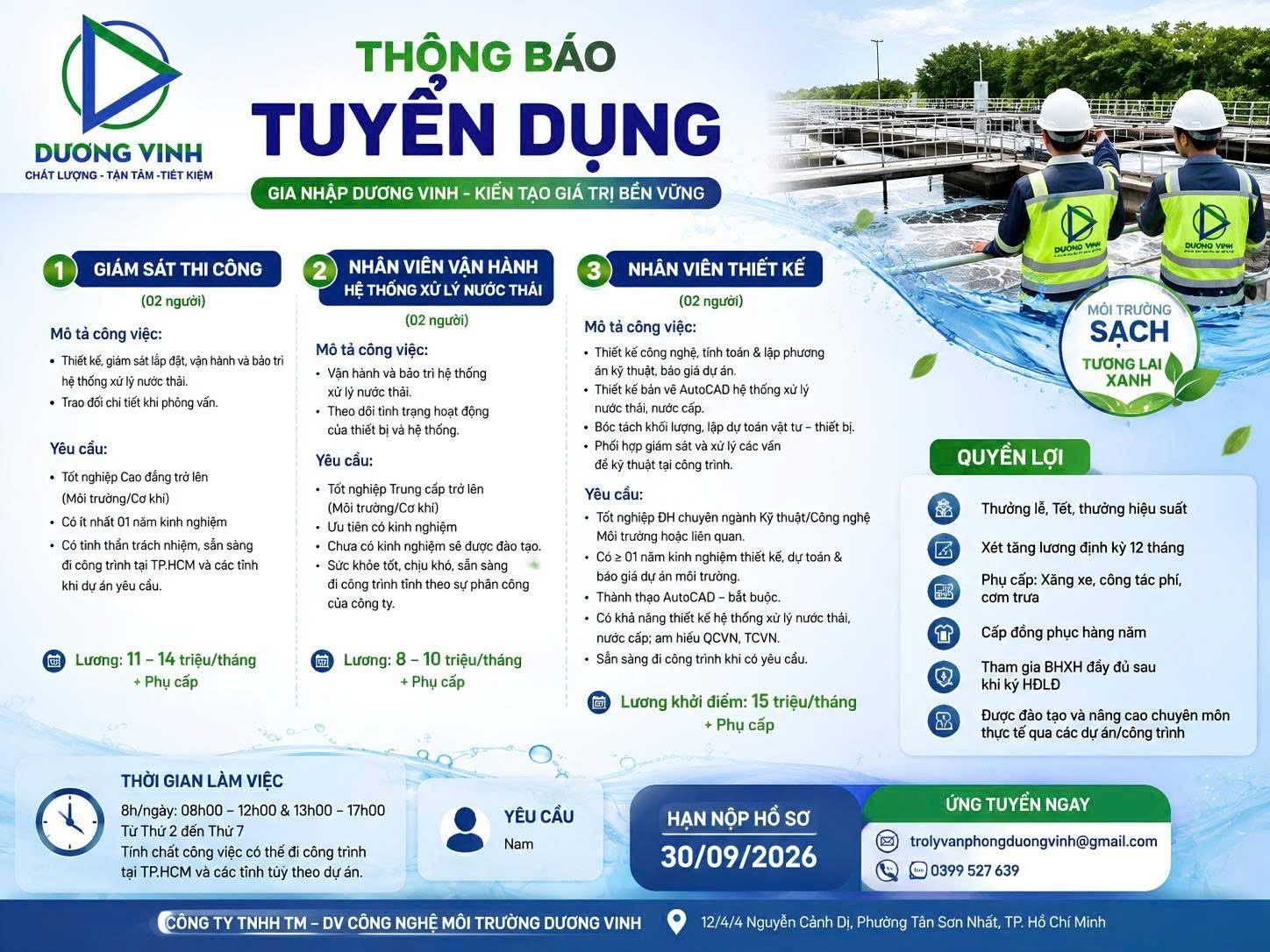 công ty TNHH thương mại dịch vụ công nghệ môi trường dương vinh hình ảnh tuyển dụng