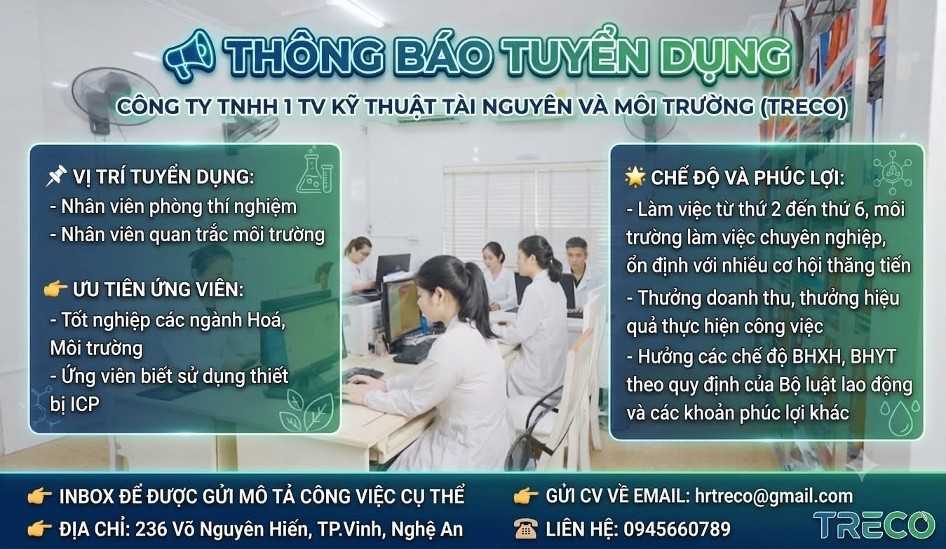 công ty TNHH MTV kỹ thuật tài nguyên và môi trường treco hình ảnh tuyển dụng