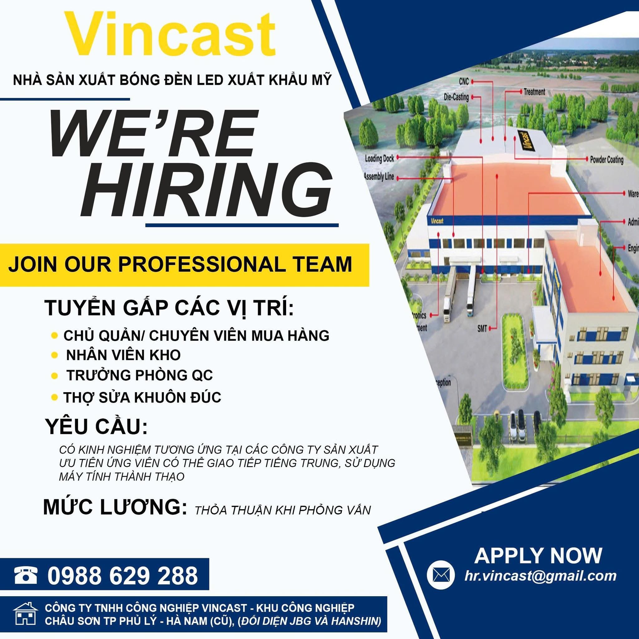 công ty TNHH công nghiệp vincast hình ảnh tuyển dụng
