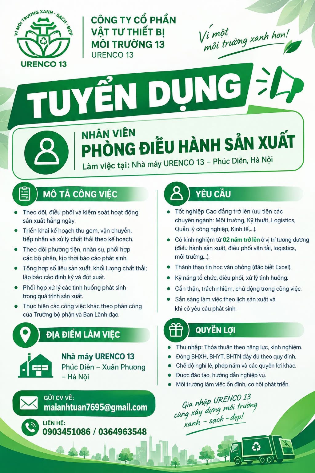 công ty cổ phần thiết bị môi trường 13 hình ảnh tuyển dụng