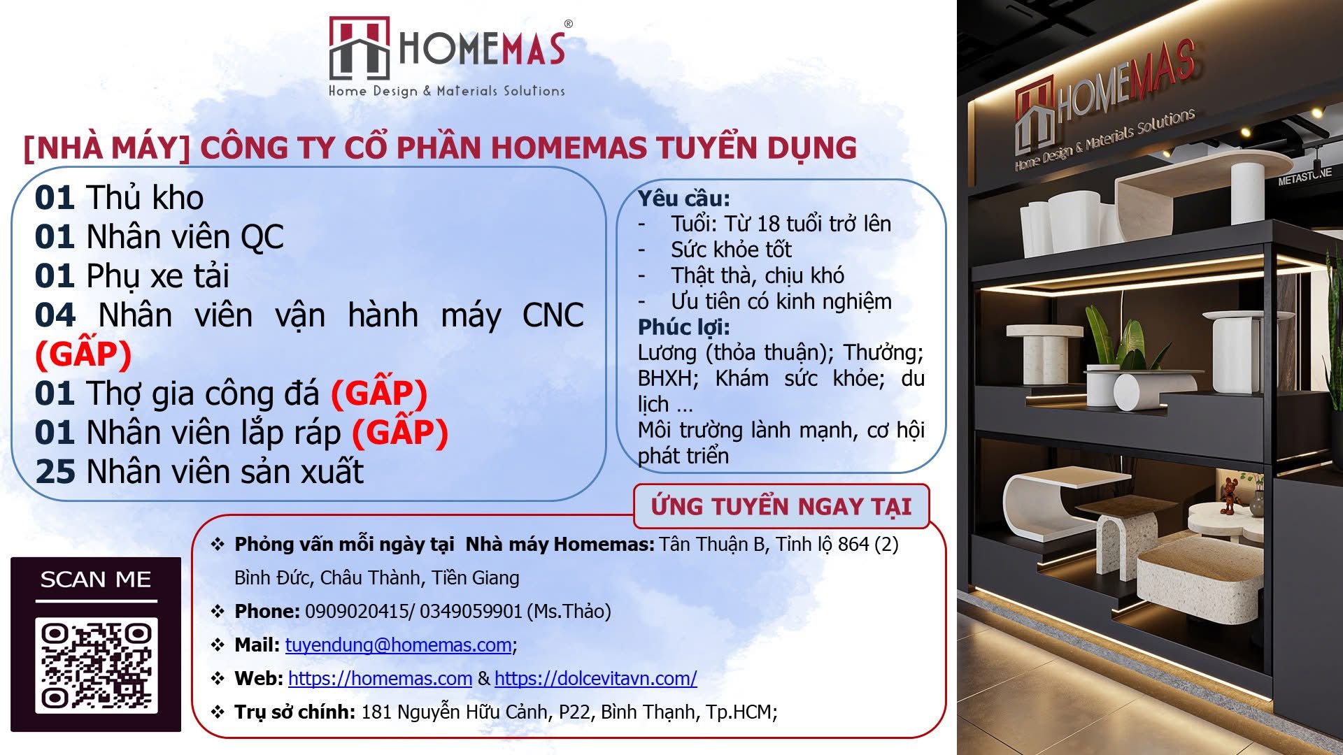 công ty cổ phần homemas- nhà máy tại tiền giang hình ảnh tuyển dụng
