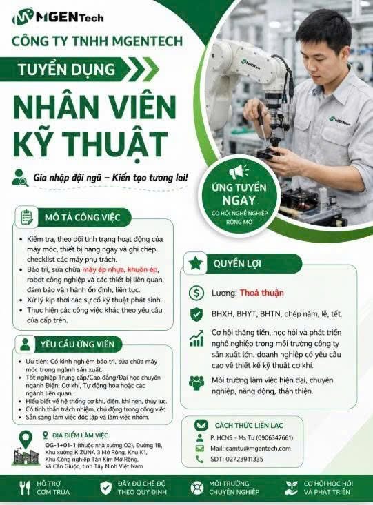 công ty TNHH mgentech hình ảnh tuyển dụng