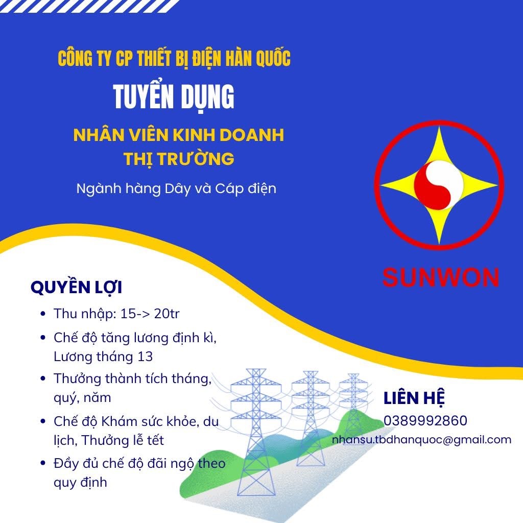công ty cổ phần thiết bị điện hàn quốc
công ty chuyên sản xuất dây cáp điện sunwon
image