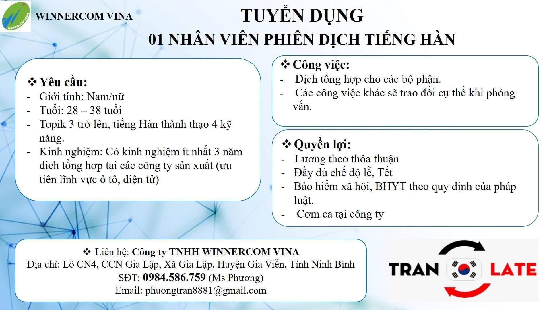 công ty TNHH winnercom vina hình ảnh tuyển dụng