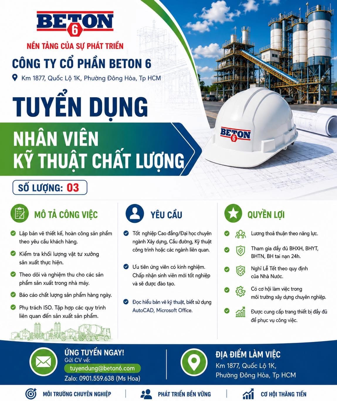 công ty cổ phần beton 6 hình ảnh tuyển dụng