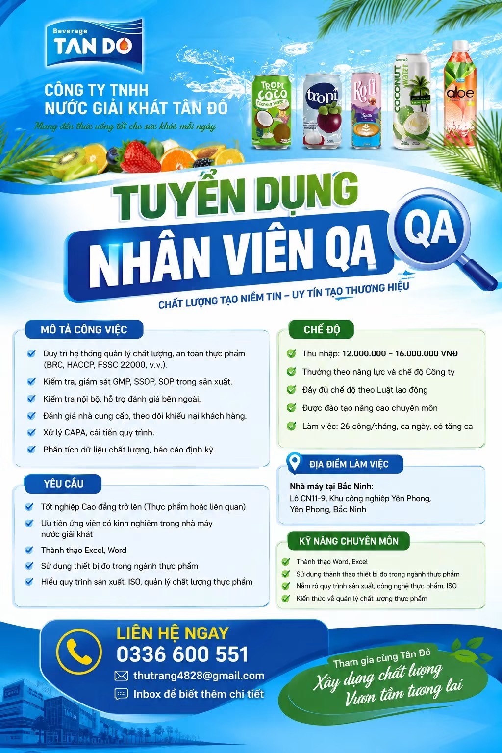 công ty TNHH nước giải khát tây đô hình ảnh tuyển dụng