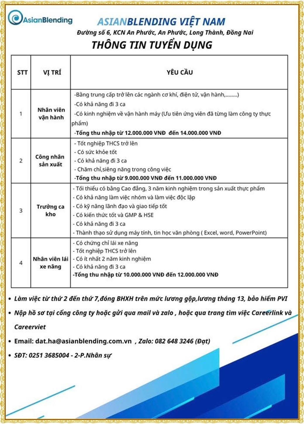 công ty TNHH asian blending
công ty có 100% vốn singapo
công ty chuyên sản xuất bánh kẹo. image