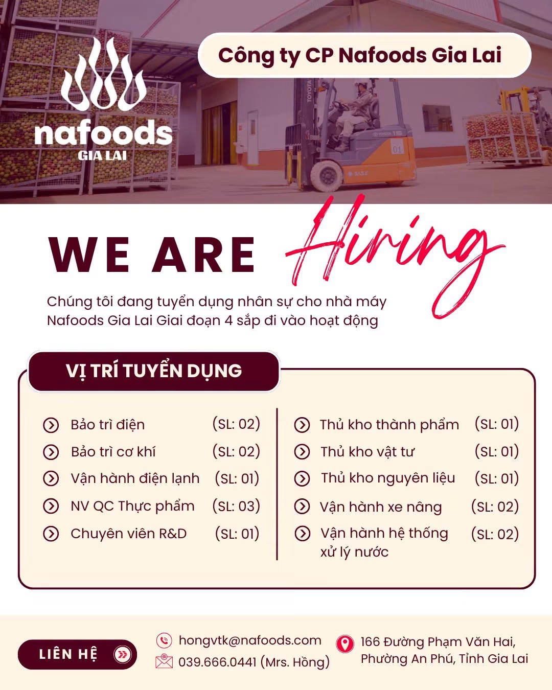 công ty cổ phần nafoods gia lai hình ảnh tuyển dụng