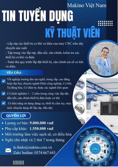công ty TNHH makino việt nam, nhà máy hưng yên
công ty có 100% vốn nhật bản
chuyên cung cấp dịch vụ gia công phay tiện cnc image