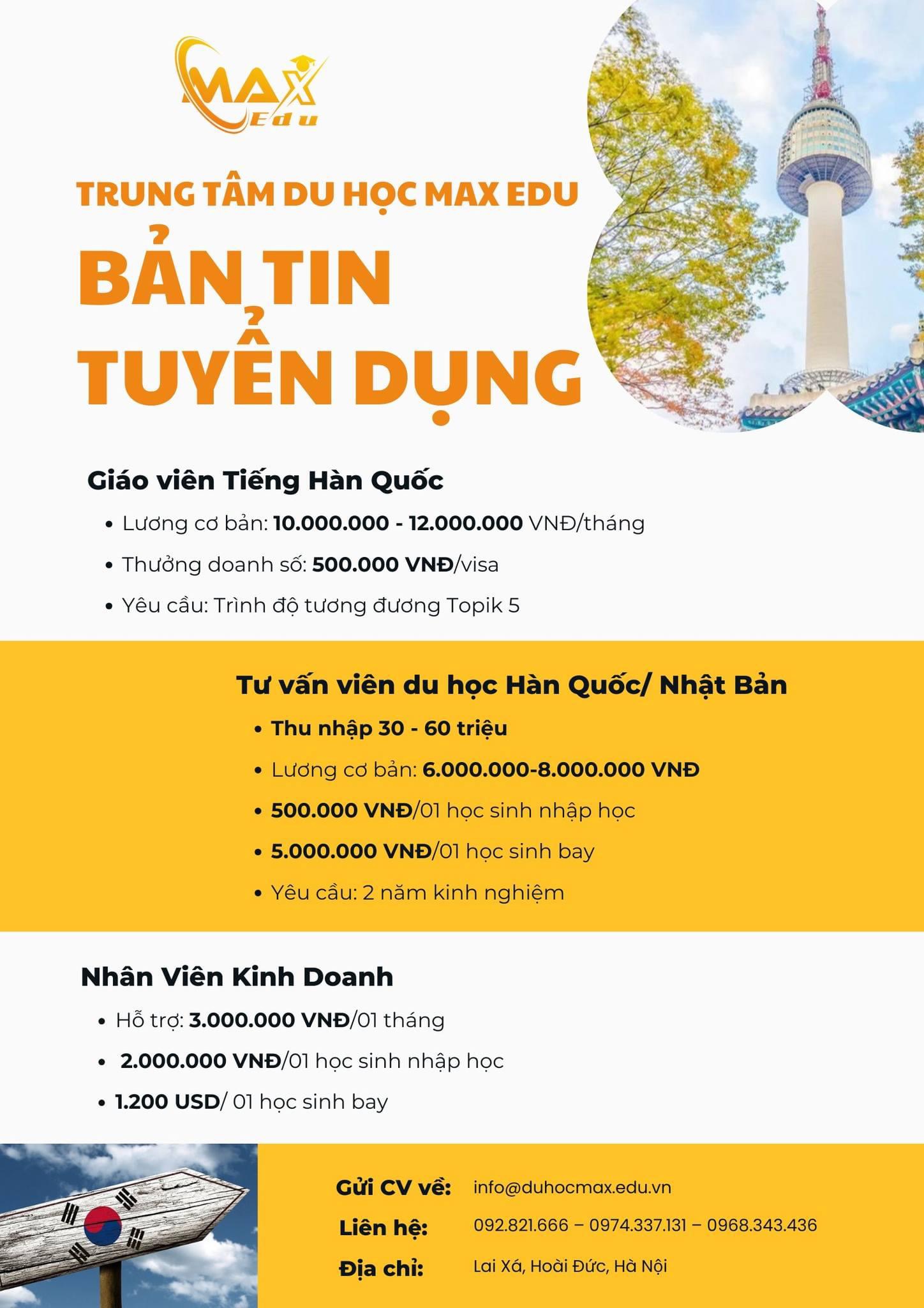 trung tâm du học max edu hình ảnh tuyển dụng