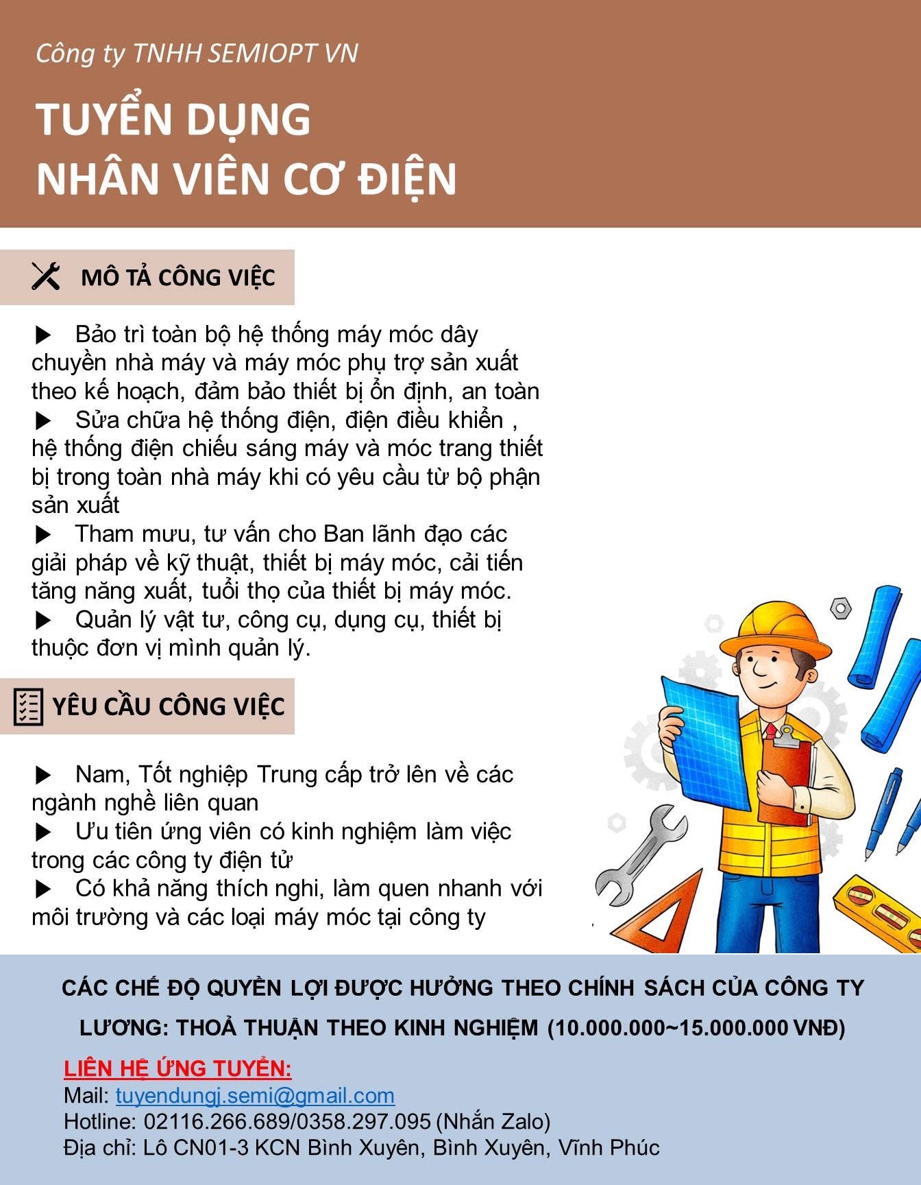 công ty TNHH semiopt vn
công ty có 100% vốn hàn quốc
chuyên sản xuất linh kiện điện tử image