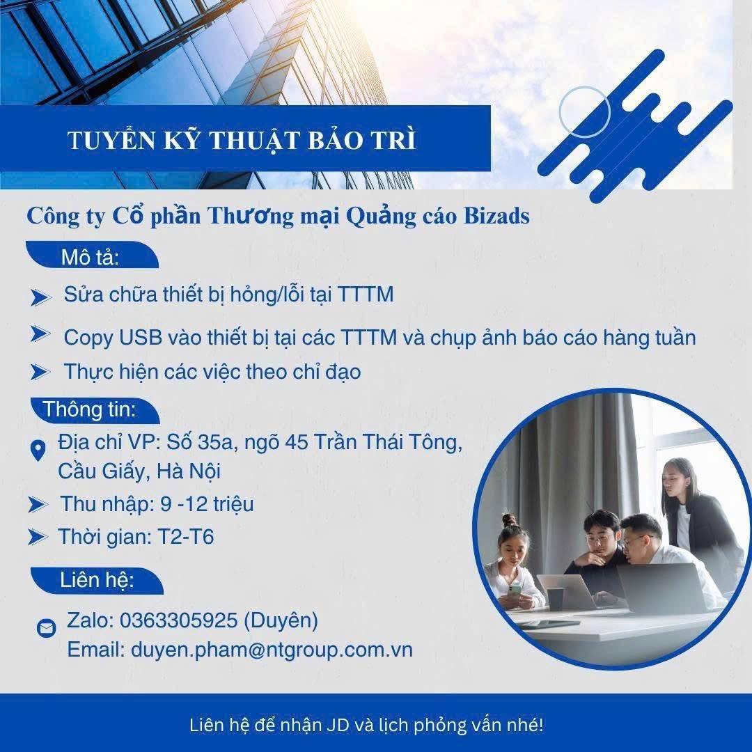 công ty cổ phần thương mại quảng cáo bizads hình ảnh tuyển dụng