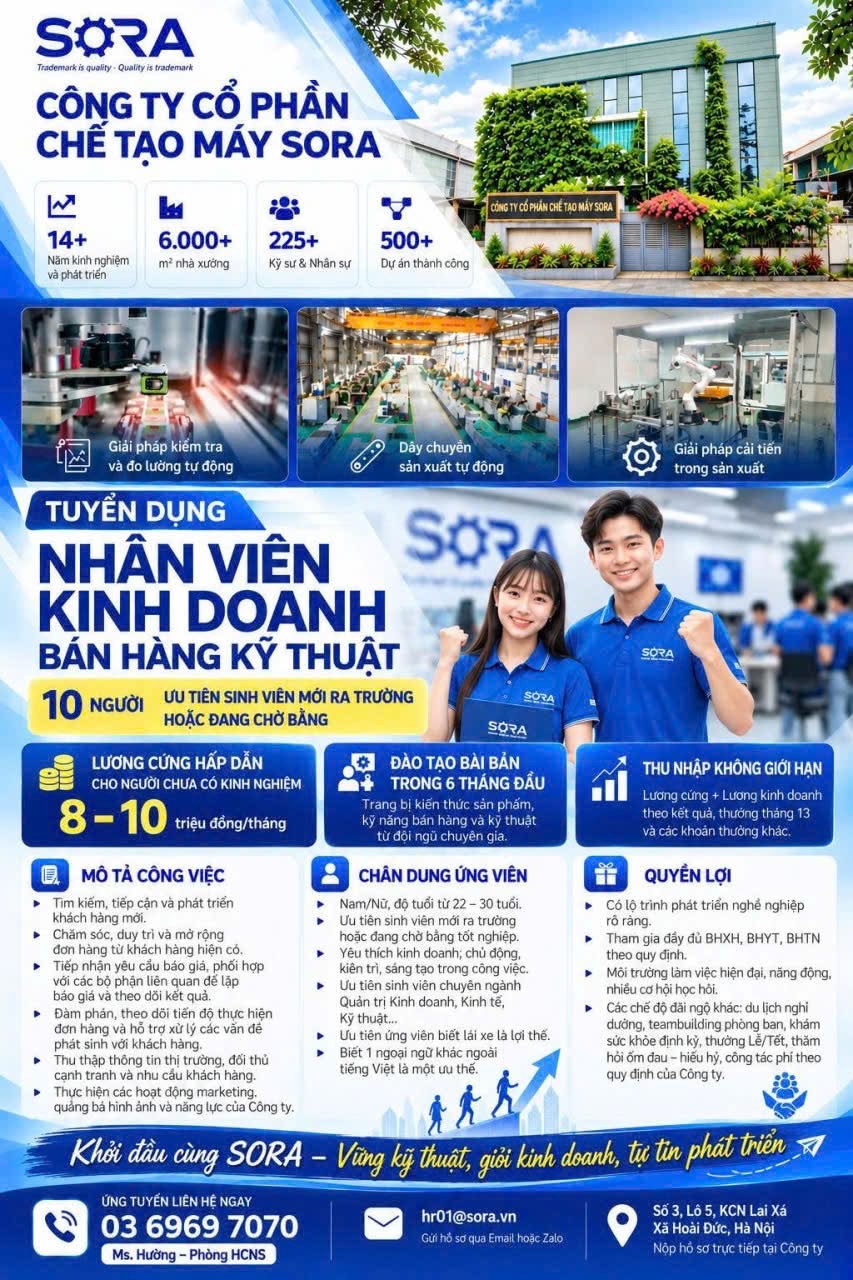 công ty cổ phần chế tạo máy sora
công ty chuyên chế tạo máy theo yêu cầu và gia công cơ khí chính xác image