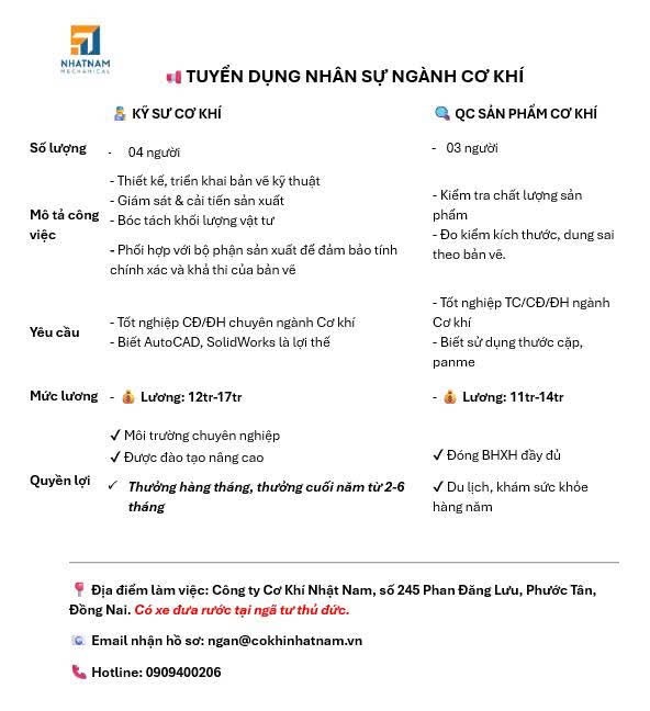 công ty TNHH cơ khí nhật nam
công ty chuyên gia công cơ khí chính xác image