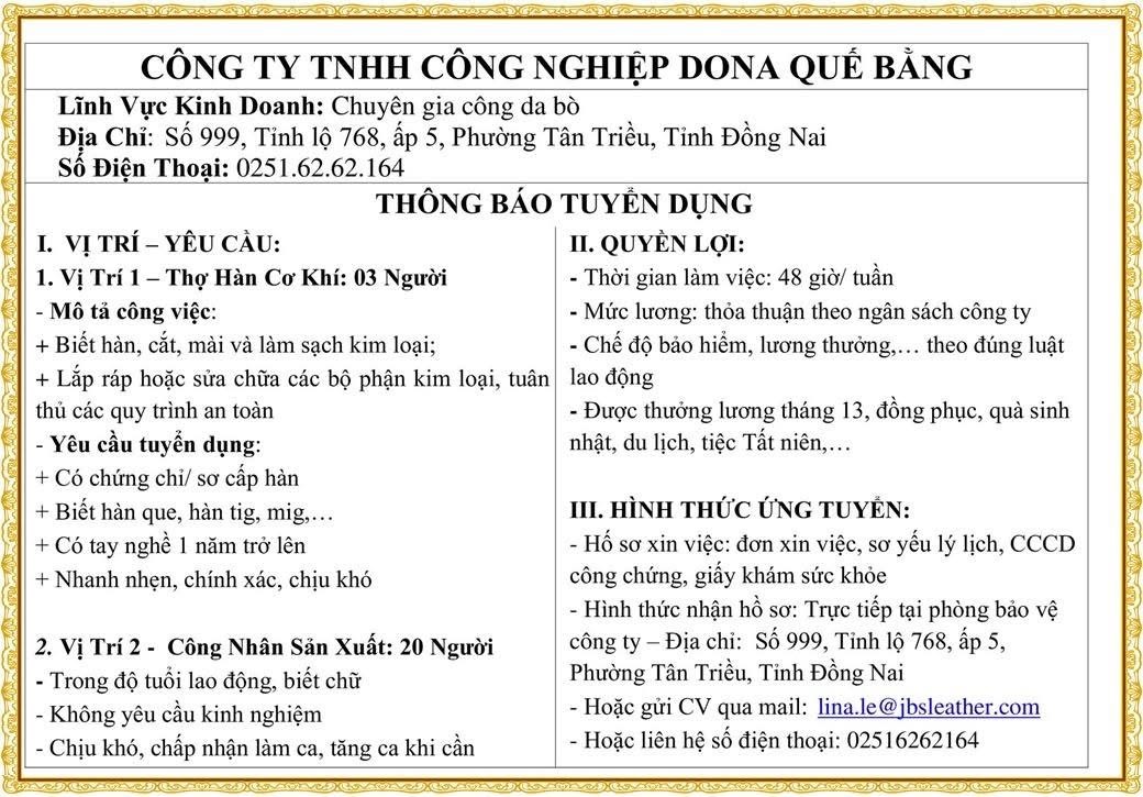 công ty TNHH công nghiệp dona quế bằng
công ty chuyên gia công gia bò. image