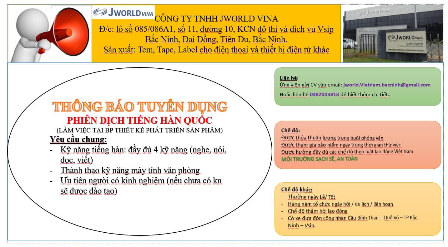 công ty TNHH jworld vina hình ảnh tuyển dụng