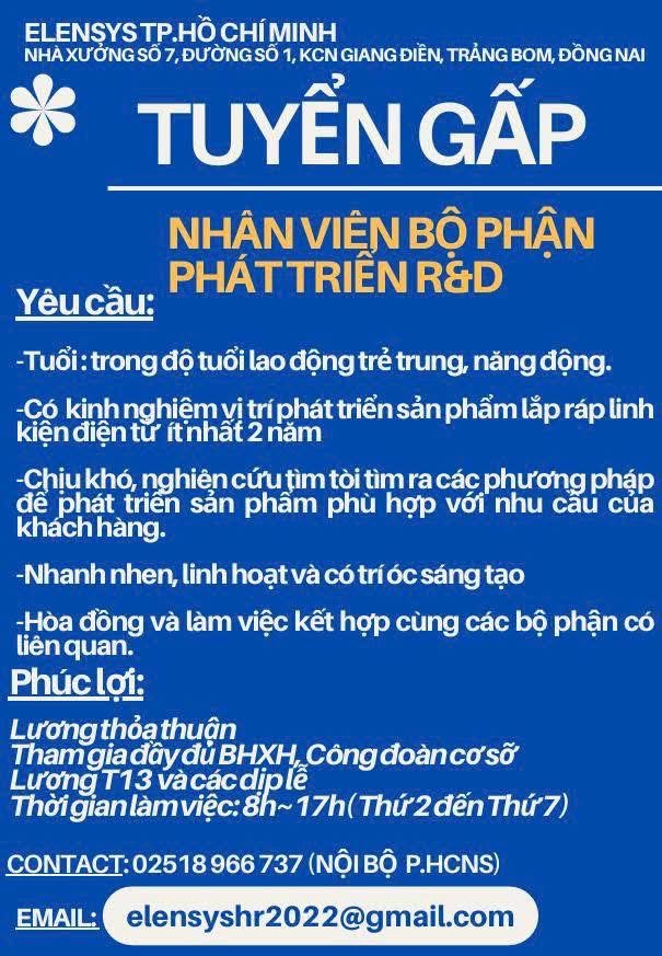 công ty TNHH elensys to hồ chí minh
công ty chuyên sản xuất các sản phẩm nhựa và linh kiện điện tử image