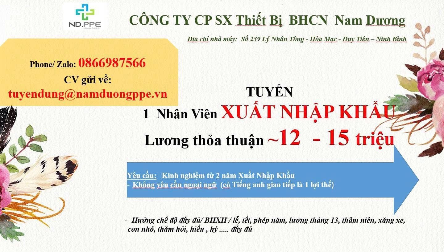 công ty cổ phần sản xuất thiết bị bảo hộ cá nhân nam dương hình ảnh tuyển dụng