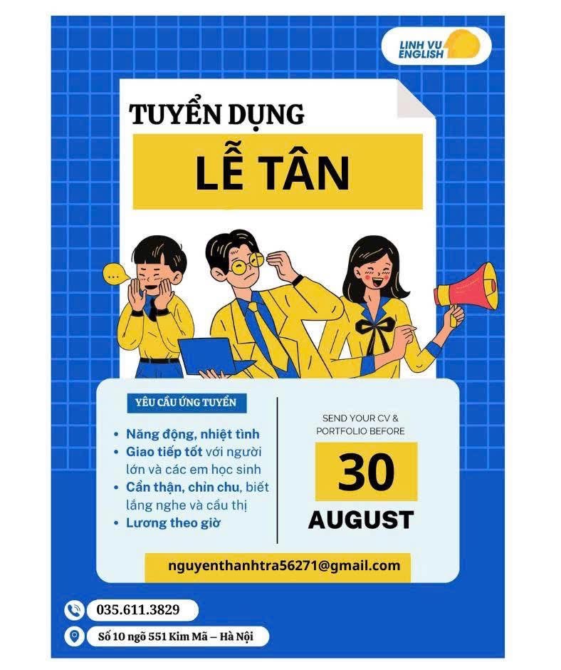 linh vũ english- trung tâm luyện thi tiếng anh toàn diện.
trung tâm chuyên đào tạo tiếng anh uy tín cho lứa tuổi học sinh image