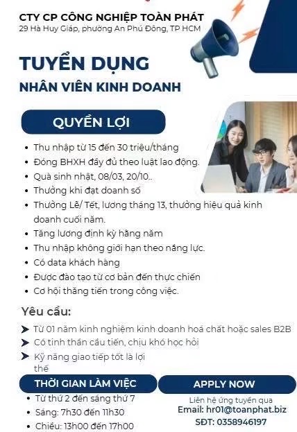 công ty cổ phần công nghiệp toàn phát hình ảnh tuyển dụng