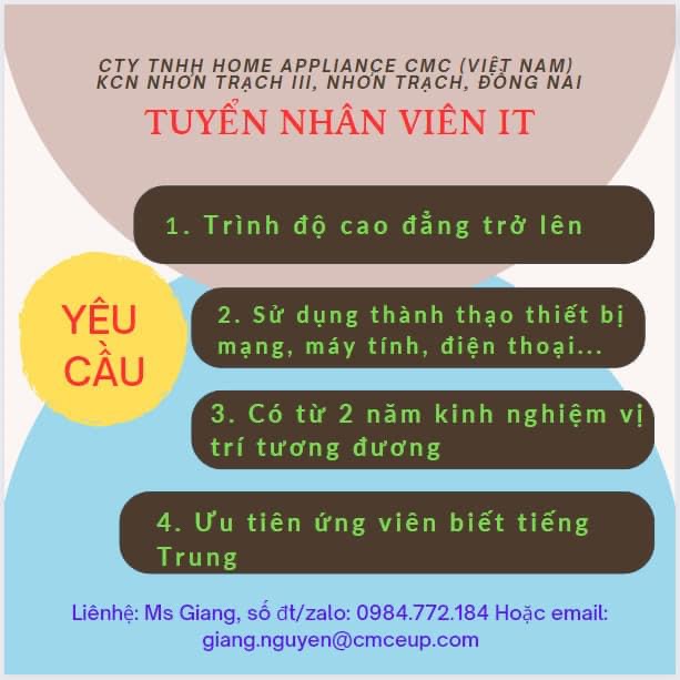 công ty TNHH home appliance cmc việt nam hình ảnh tuyển dụng