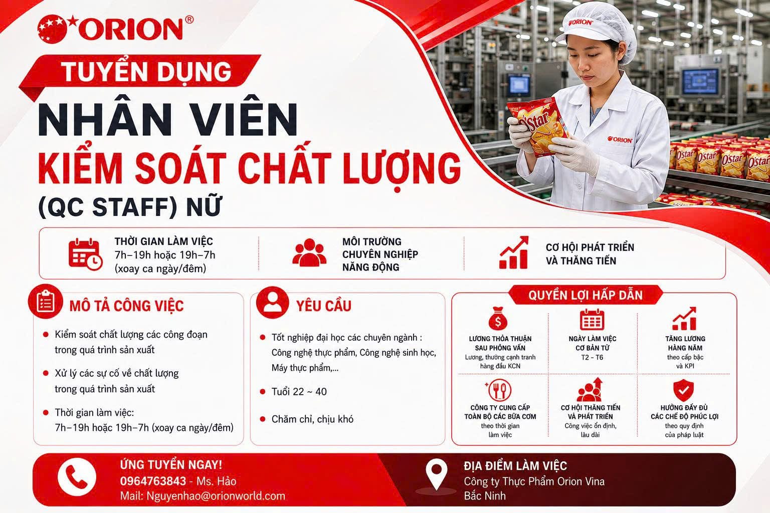 công ty TNHH thực phẩm orion vina chi nhánh bắc ninh hình ảnh tuyển dụng