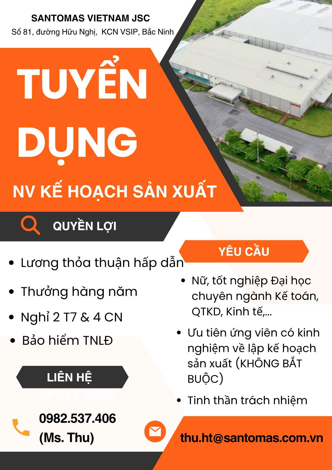 công ty cổ phần santomas việt nam-chi nhánh bắc ninh
công ty có vốn nước ngoài
chuyên sản xuất bánh răng nhựa và các sản phẩm liên quan image