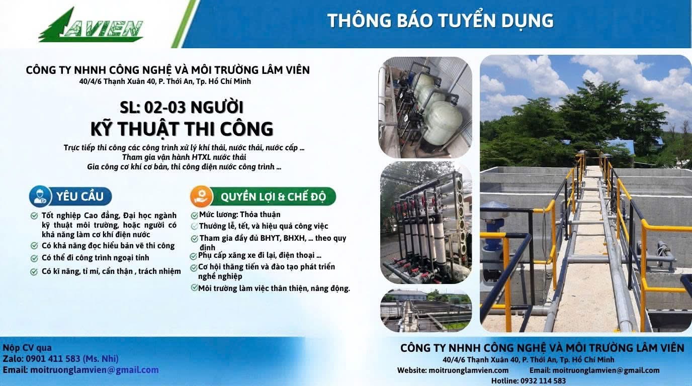 công ty TNHH công nghệ và môi trường lâm viễn hình ảnh tuyển dụng
