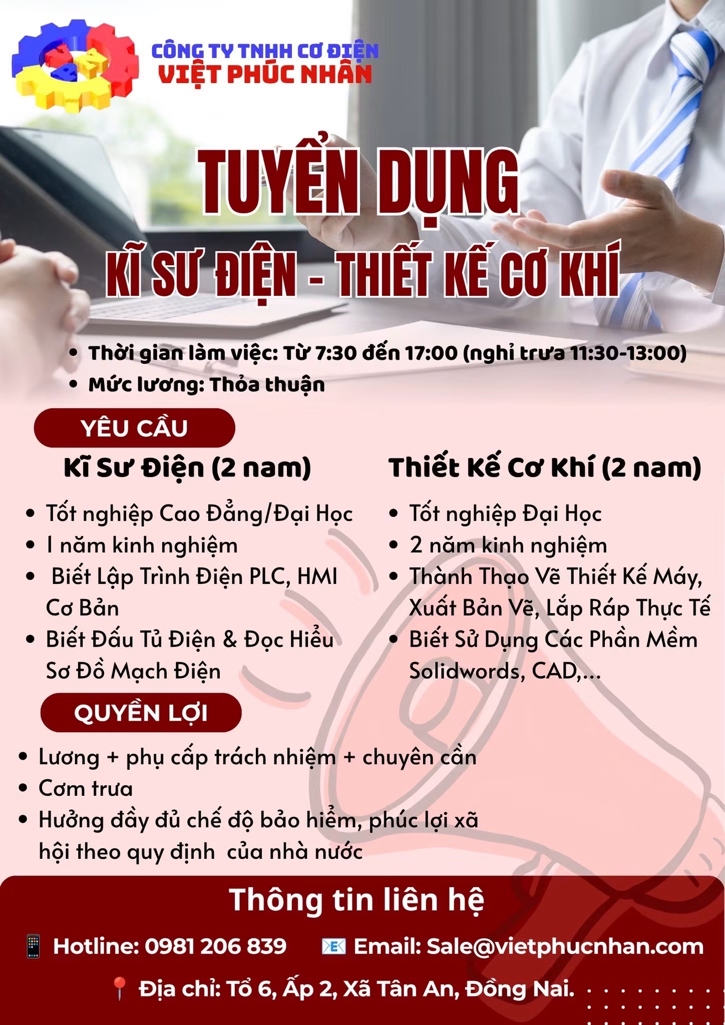 công ty TNHH cơ điện việt phúc nhân hình ảnh tuyển dụng