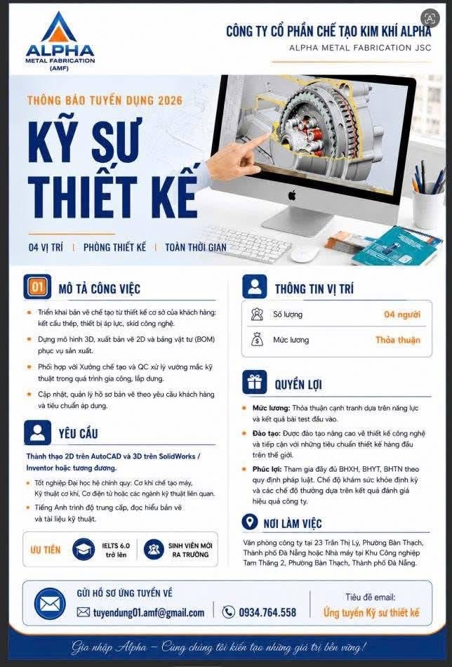 công ty cổ phần chế tạo kim khí alpha hình ảnh tuyển dụng