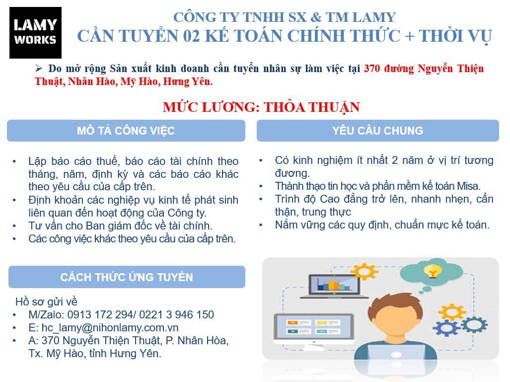 công ty TNHH sx& tm lamy hình ảnh tuyển dụng