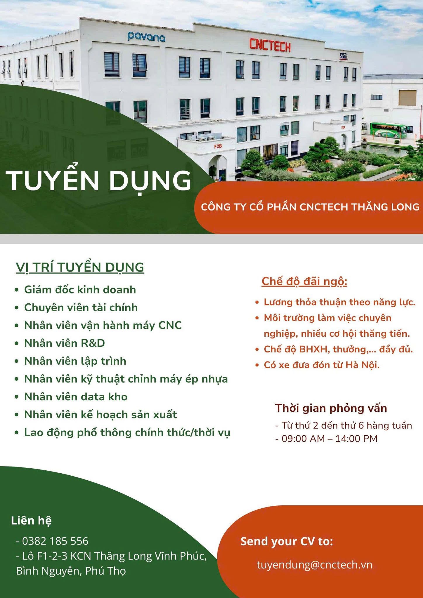 công ty cổ phần cnctech thăng long hình ảnh tuyển dụng