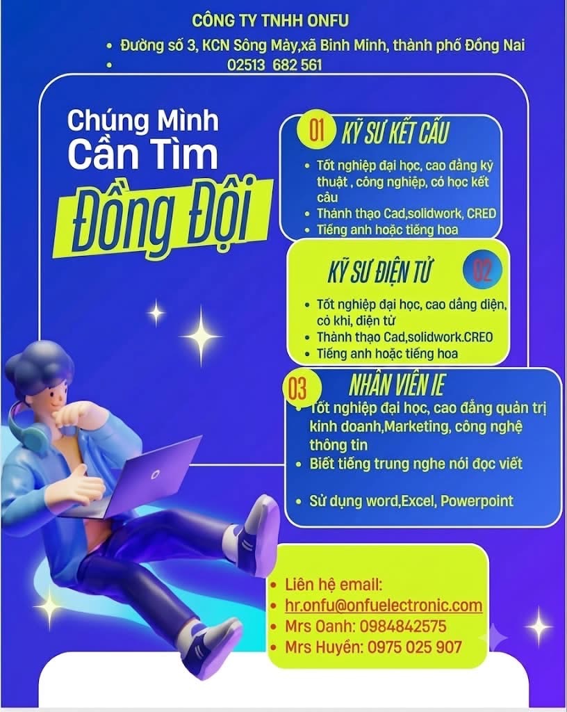 công ty TNHH điện tử onfu hình ảnh tuyển dụng